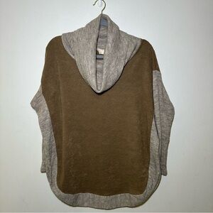 Anthropologie A’reve Brown & Gray Women's Cowl Neck Ribbed Sweater Size Small